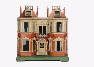 Lot 977 - A G & J Lines No.24 wooden ‘Kits Coty’ dolls’ house