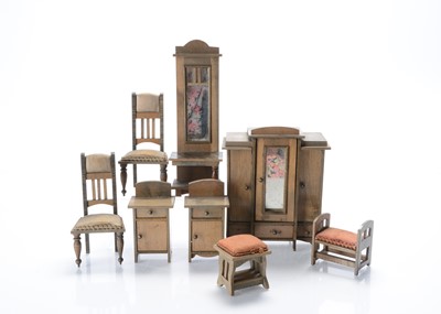 Lot 999 - German greenish/grey stained dolls’ house wooden furniture