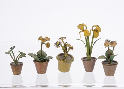 Lot 1007 - Viennese cold painted bronze flowers in pots