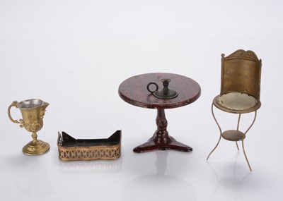 Lot 1014 - An 19th century dolls’ house tinplate circular table