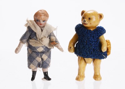 Lot 1046 - A Hertwig bisque Teddy Bear dolls’ house doll