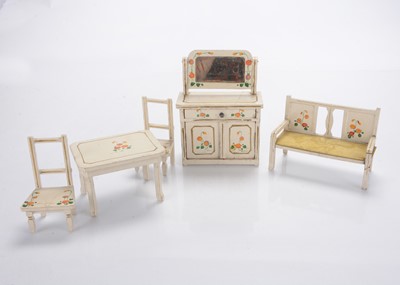 Lot 1050 - A German white painted wooden set