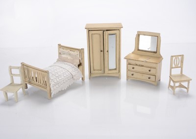 Lot 1053 - Gottschalk dolls’ house white painted bedroom set