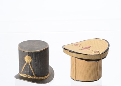 Lot 1081 - Two late 19th century  miniature card hat related sweet or candy containers