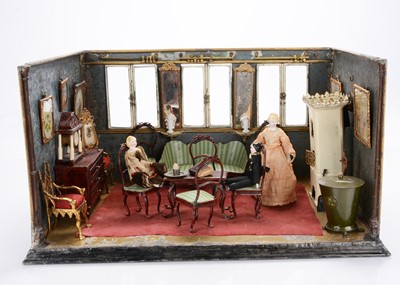 Lot 1100 - A rare late 19th century Lutz tinplate dolls’ house room setting