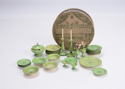 Lot 1101 - An 19th century German turned and painted wooden dolls’ house dinner service