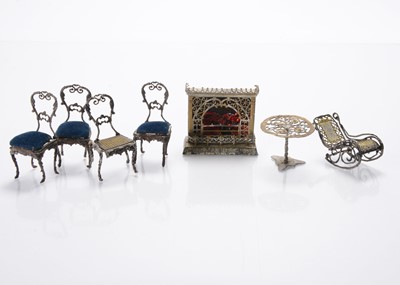 Lot 1111 - 19th century German soft metal dolls’ house furniture