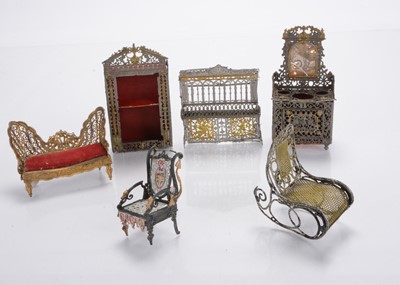 Lot 1113 - 19th century German soft metal dolls’ house furniture
