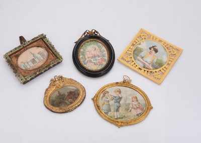 Lot 1114 - Five dolls’ house pictures