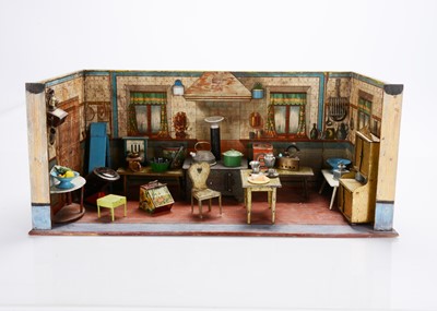 Lot 1144 - A German dolls’ house wooden kitchen room setting