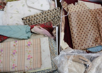 Lot 1178 - Four crates of antique and vintage fabric and trim