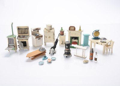 Lot 1183 - 1930-50s metal dolls’ house kitchen and chattels