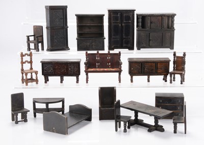 Lot 1200 - Barton and similar oak dolls’ house furniture