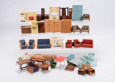 Lot 1202 - Dol-Toi, Barton, Twigg and similar post-war dolls’ house furniture