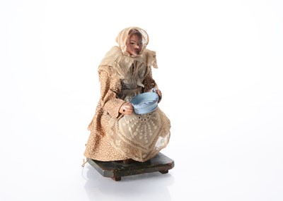 Lot 1219 - A rare mid 19th century John Hempel British automaton elderly woman toy doll