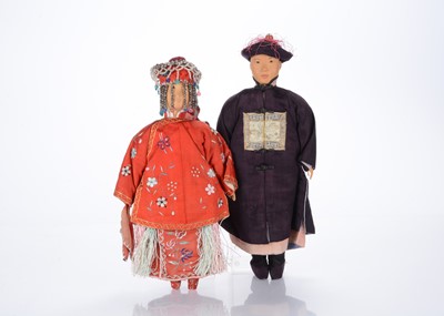 Lot 1228 - A rare Door of Hope carved wooden headed Wedding couple