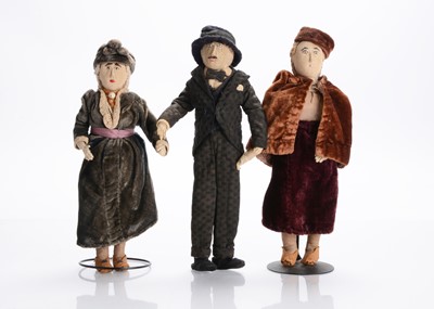 Lot 1243 - Three 1920-30s hand-stitched dolls