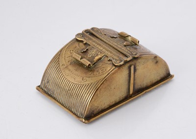 Lot 1252 - A late 19th century Avery of Redditch brass Universal Pin Case