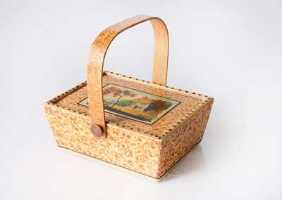 Lot 1261 - An 19th century Tunbridge ware painted whitewood basket