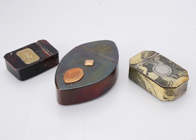 Lot 1269 - Three 19th century metal work snuff boxes