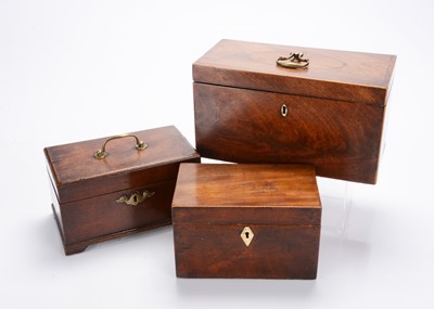 Lot 1281 - Three 19th century English wooden tea caddies