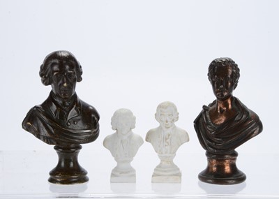 Lot 1283 - A small 19th century bronze male bust of an 18th century man
