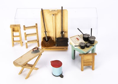 Lot 974 - Pit-a-Pat and other makers dolls’ house kitchen and cleaning equipment