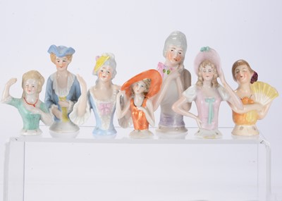 Lot 1297 - Seven German pin-cushion/half dolls