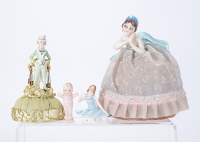 Lot 1300 - Four German novelty pin-cushion/half-dolls