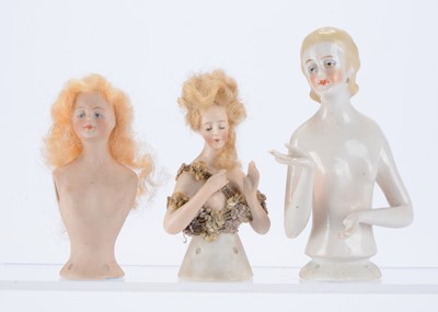 Lot 1301 - Three German naked pin-cushion/half dolls