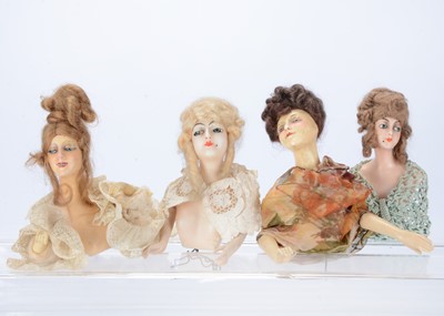 Lot 1307 - Four French wax-coated plaster half-dolls