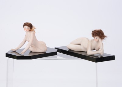 Lot 1308 - Two German bisque Bathing Beauties