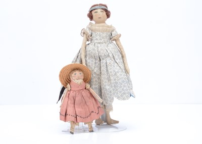 Lot 1314 - Two home-made cloth dolls