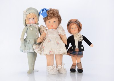 Lot 1325 - Three British cloth dolls