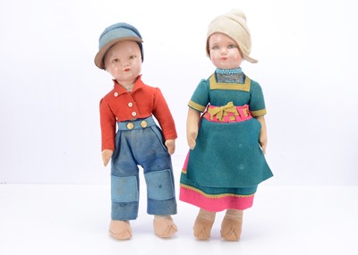Lot 1329 - A post-war Dean's Rag Book Co Dutch Boy and Girl doll, circa 1948