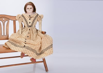 Lot 1336 - An 1840s English wax over papier-mâché child doll