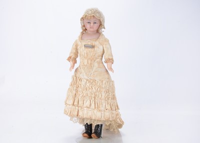 Lot 1341 - An interesting late 19th century German poured wax shoulder-head doll