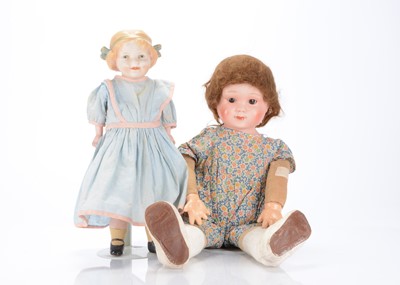 Lot 1365 - Two British bisque character dolls