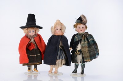 Lot 1378 - Three small German bisque head dolls