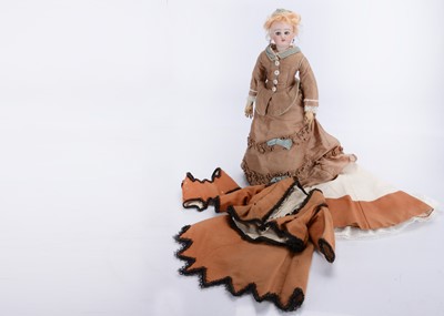 Lot 1418 - A French fashion doll's body with bisque shoulder-plate and replaced  S&H 1079 bisque head