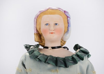 Lot 1421 - A fine and rare bisque shoulder-head doll
