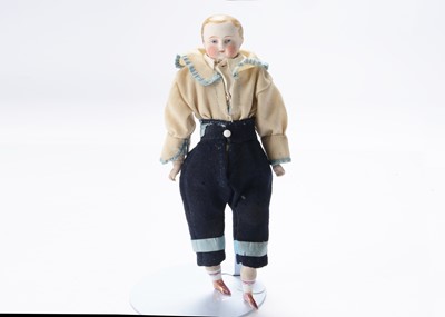 Lot 1426 - A small Simon & Halbig bisque shoulder-head boy doll