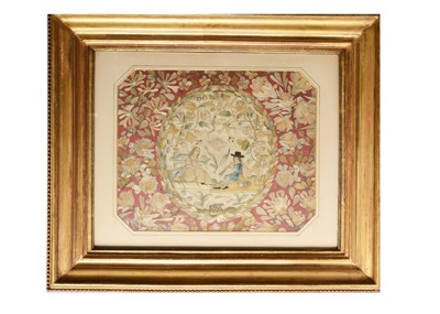 Lot 1457 - An 17th century English embroidered pastoral scene