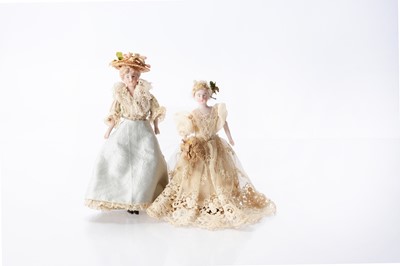 Lot 1471 - Two German bisque shoulder-head dolls’ house dolls