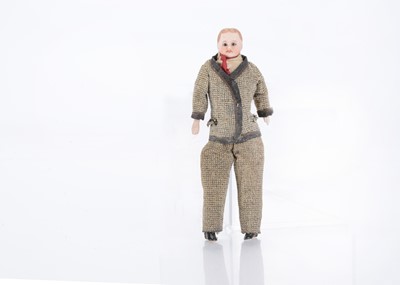 Lot 1472 - A German bisque shoulder-head gentlemen dolls’ house doll