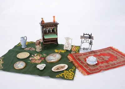 Lot 1480 - Late 19th and early 20th century dolls’ house chattels and bureau