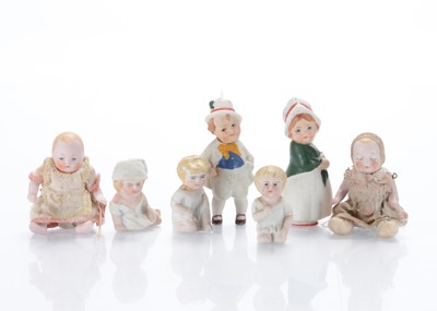 Lot 1498 - Two German all-bisque babies