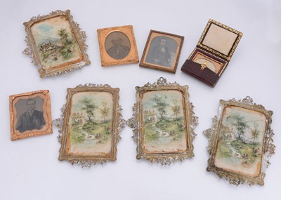 Lot 1504 - Four German soft metal dolls’ house picture frames