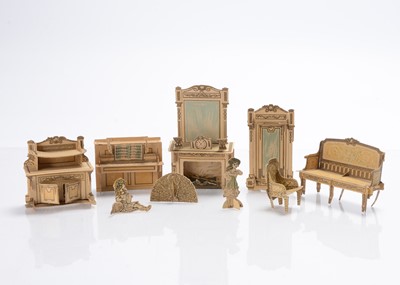Lot 1546 - Late 19th century cardboard dolls’ house furniture assembled from flat sheets