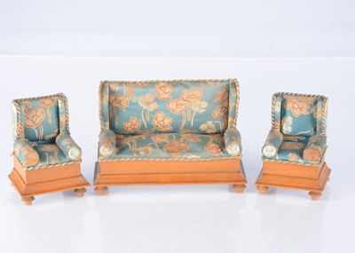 Lot 1551 - A Schneegas dolls’ house sofa and two armchairs